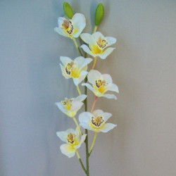 Artificial Cymbidium Orchid Cream and Yellow 81cm - O110 K3