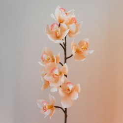 Real Touch Artificial Cymbidium Orchid Peach 85cm - O134 FF1