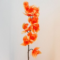 Real Touch Artificial Cymbidium Orchid Orange 85cm - O133 AA1