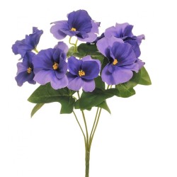 Artificial Pansies Plants Purple 34cm - P161