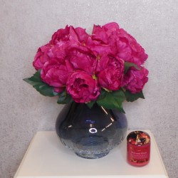 Artificial Peony Flowers Hand Tied Posy Hot Pink 27cm - P097 U4