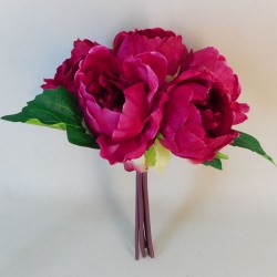 Artificial Peony Flowers Hand Tied Posy Hot Pink 27cm - P097 U4