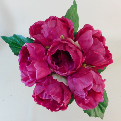 Artificial Peony Flowers Hand Tied Posy Hot Pink 27cm - P097 U4