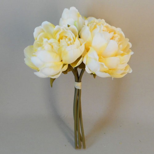 Artificial Peony Posy Lemon Yellow 28cm - P096 T2