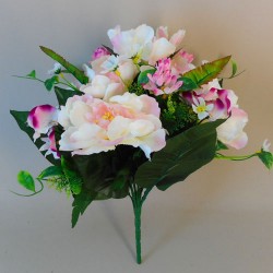 Fleur Artificial Flowers Bouquet Peony and Blossom Pink 35cm - P055 BX17