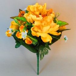 Fleur Artificial Flowers Bouquet Peony and Blossom Yellow 35cm - P056 K1