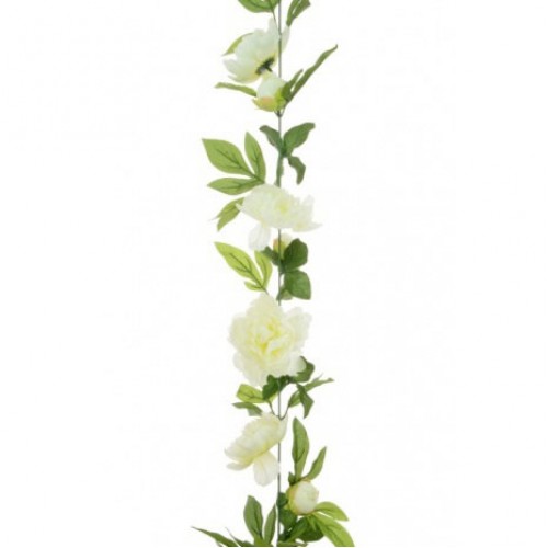 Artificial Peony Flowers Garland Cream 180cm - P195 EE4