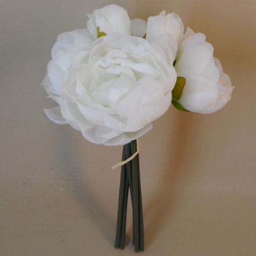 Artificial Peony Posy Ivory 27cm - P228 J2