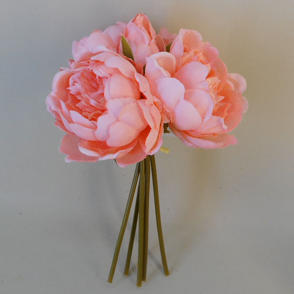 Artificial Peony Posy Mid Coral 28cm | Artificial Flowers