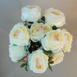 Bunch of Artificial Peony Roses Cream (10 Flowers) 50cm - P021 AA4