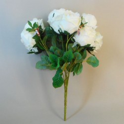 Bunch of Artificial Peony Roses Cream (10 Flowers) 50cm - P021 AA4