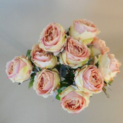 Bunch of Artificial Peony Roses Cream Pink 50cm - P045 G4