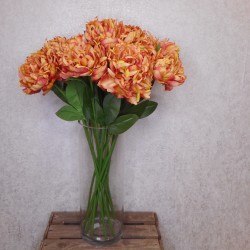 Silk Peony Flowers Burnt Orange 64cm - P065 R2