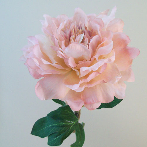 Silk Artificial Peach Peony Flower Bush Bundle