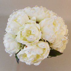 Peonies and Pearls Posy Large Cream 33cm - P244 BX2