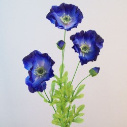 Silk Himalayan Poppies Dark Blue 70cm - P193 K4