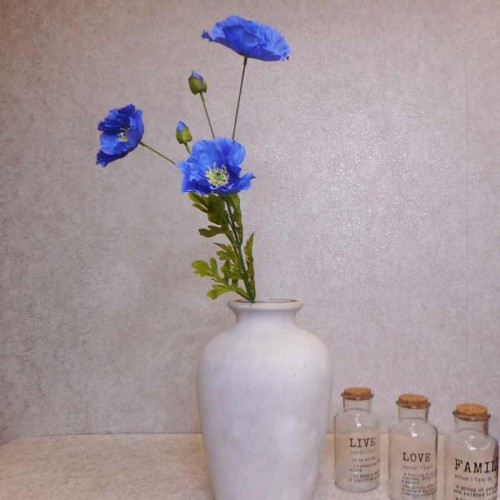 Silk Himalayan Poppies Blue 70cm - P127 J2