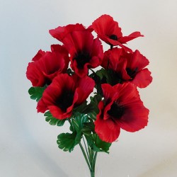 Fleur Artificial Poppy Bunch Red 40cm - P098 GS4B