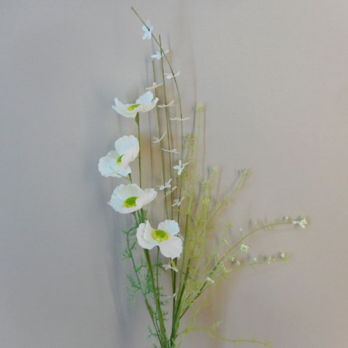English Meadow Artificial Flowers Ivory Poppies 58cm - P280 EE3 English Meadow Artificial Flowers Ivory Poppies 58cm - P280 EE3