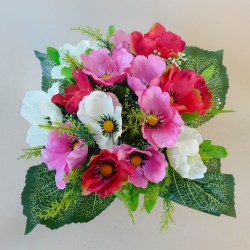 Artificial Poppy Bunch Pink and Cream 34cm - P064 L1