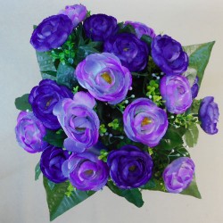 Silk Ranunculus Bouquet Blue Purple 35cm - R514 T1