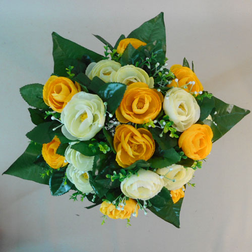 Silk Ranunculus Bouquet Yellow Lemon 35cm - R515 U1 Silk Ranunculus Bouquet Yellow Lemon 35cm - R515 U1