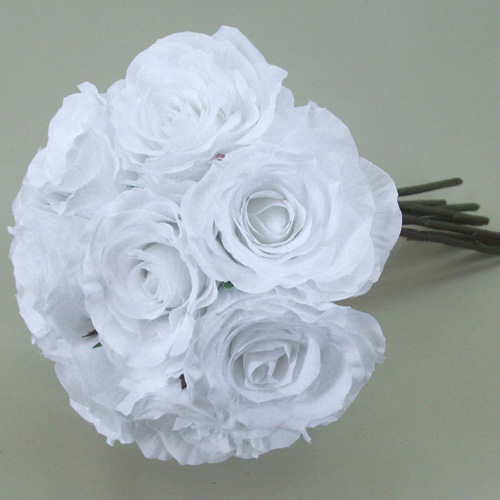 Antique Roses Bouquet White 40cm - R117 N3