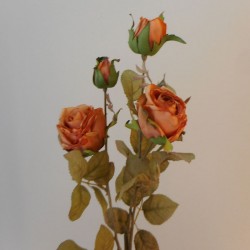 Antique Rose Spray Burnt Orange 64cm | Faux Dried Flowers - R239 LL2