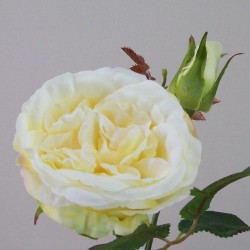 Artificial Cabbage Roses Lemon Drop 37cm - R422 GS4C