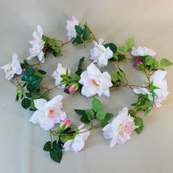 Artificial Flowers Garden Roses Garland Blush Pink 180cm - R891 N1
