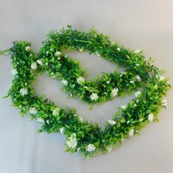 Artificial Flowers Garland | Cream Roses and Leaves 180cm - R898 GS4D