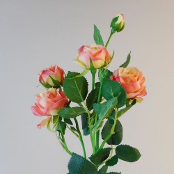 Artificial Flowers Rose Spray Pink Peach 72cm - R595 P2