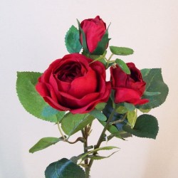 Artificial Old Roses Spray Red Short 41cm - R604 R4