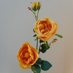 Artificial Rose Spray Saffron Yellow 65cm - R773 R1