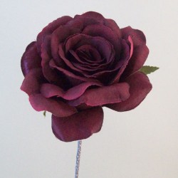 Artificial Roses Stem Burgundy no leaves 44cm - R654 O2