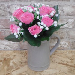 Artificial Rosebuds and Gypsophila Bouquet Pink x 9 29cm - R127 M3