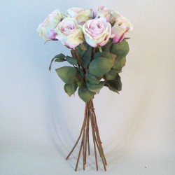 Artificial Roses Bouquet Pink Green 44cm - R742 O2
