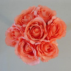 Artificial Roses Bunch Coral 7 Stems 26cm - R347 L1