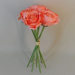 Artificial Roses Bunch Coral 7 Stems 26cm - R347 L1