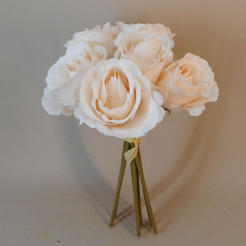 Artificial Roses Bunch Blush Peach 26cm - R135 N3 Artificial Roses Bunch Blush Peach 26cm - R135 N3