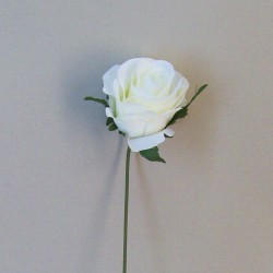 Artificial Silk Rose Buds on Wire Stem Cream 24cm - R545 