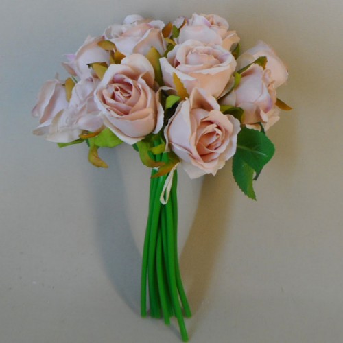 Artificial Rose Bud Posy Peach Blush 26cm - R698 P3