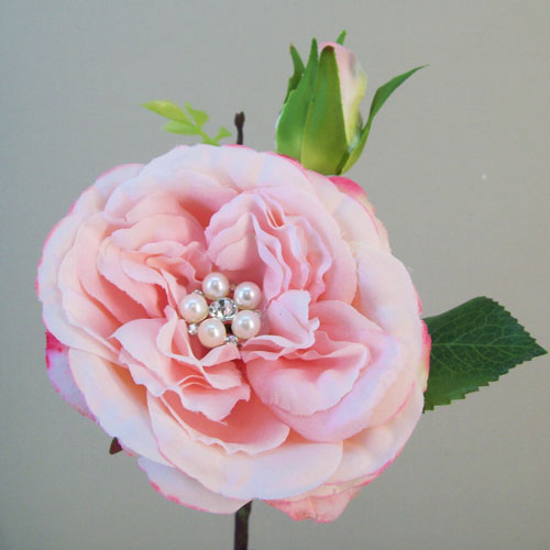 Crystal Gem Cabbage Rose Pink 38cm - R746 II3