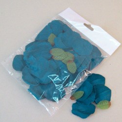 Fabric Rose Petals Teal Blue 100 Petals - R625