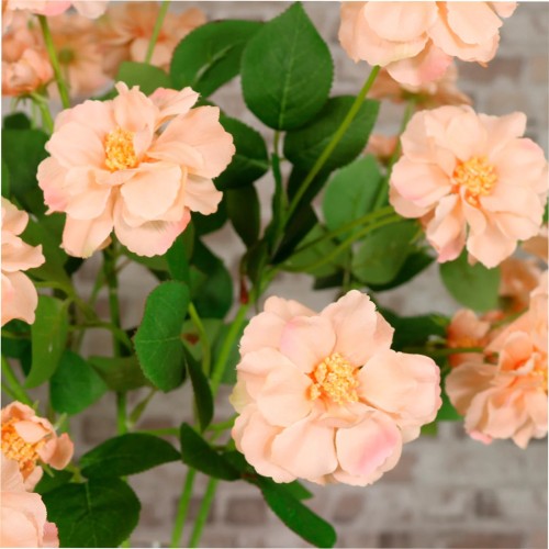 Artificial Old Rose Spray Peach 61cm - R097 