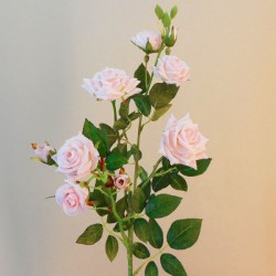 Artificial Flowers Rose Spray Pale Pink 9 Flowers 84cm - R065 