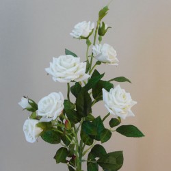 Artificial Flowers Rose Spray Cream 9 Flowers 84cm - R044 