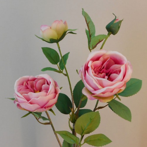 Rydal Artificial Cabbage Roses Spray Pink 65cm - R153 L3