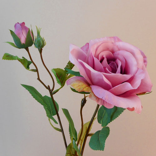 Rydal Artificial Rose Spray Mauve Pink 67cm - R113 S3