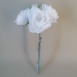 Vintage Artificial Roses Bouquet White 32cm - R886 S2